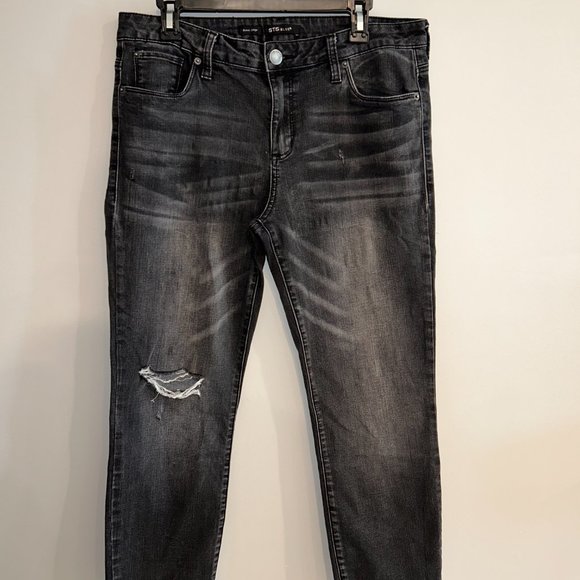 STSBlue Emma Crop 14/32 BLACK/RAWHEM/DISTRESSED - Picture 2 of 10